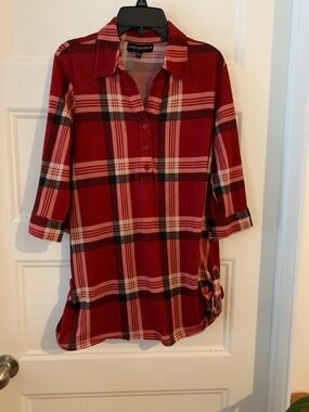Candy Couture Red Plaid Tunic Top